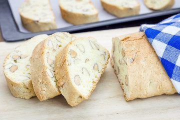 Preparing traditional Italian biscotti with almond