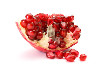 piece of pomegranate isolated on white background