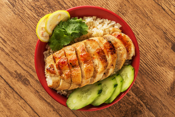 チキンライス　海南鶏飯　Hainanese chicken rice Asian food 