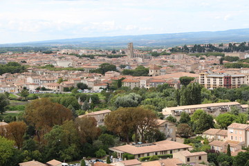 Fototapeta na wymiar Carcassonne depuis les remparts de la cité