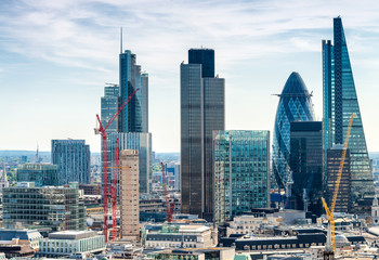 Fototapeta premium City financial district at sunset