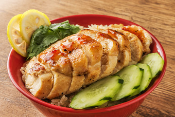 チキンライス　海南鶏飯　Hainanese chicken rice Asian food 