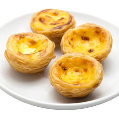 Egg tart on white background