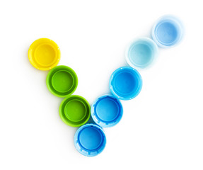 Check mark from the caps of the bottles