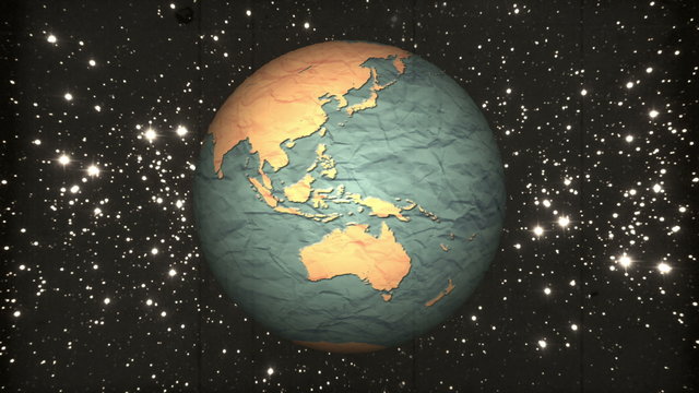 Retro cinematic globe spinning in space 4K