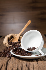 Coffee bean and white cup