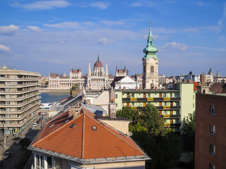 Fototapeta na wymiar View of the roofs of Budapest, Hungary