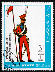 Postage stamp Ajman 1972 Light Cavalry, France