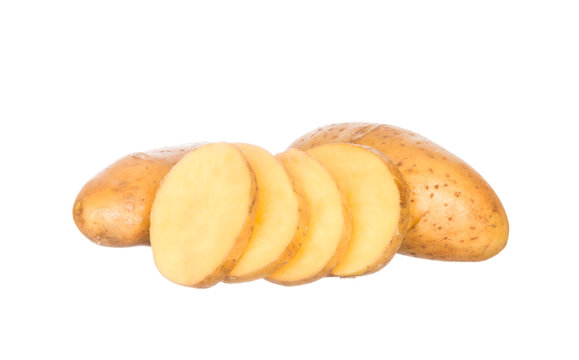 Sliced potato isolated on white background