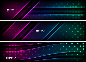 Set of banner, header backgrounds with place for your message