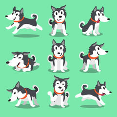 Cartoon character Siberian husky dog poses © jaaakworks