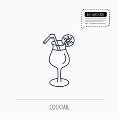 Cocktail icon. Glass of alcohol drink sign.