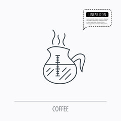 Coffee kettle icon. Hot drink pot sign.