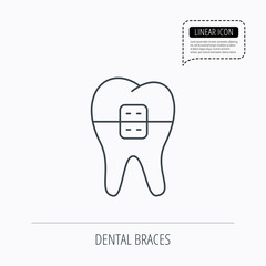 Dental braces icon. Tooth healthcare sign.