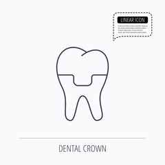Dental crown icon. Tooth prosthesis sign.