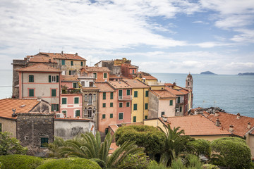 Obraz premium Tellaro, typical houses on the ligurian coast, Liguria, Italy