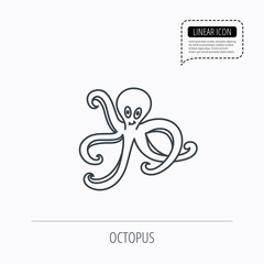 Octopus icon. Ocean devilfish sign.