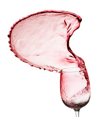Red wine splash isolated on the white background