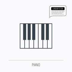 Piano icon. Royal musical instrument sign.