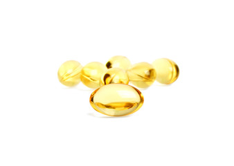 Omega 3 capsules from Fish Oil on white background