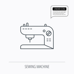Sewing machine icon. Embroidery sign.