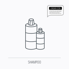 Shampoo bottles icon. Liquid soap sign.