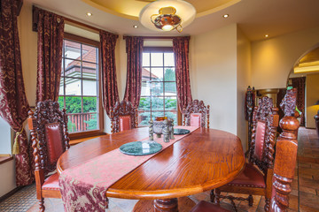 Antique wooden table and chairs