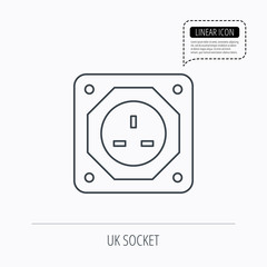 UK socket icon. Electricity power adapter.