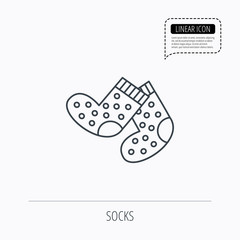 Socks icon. Baby underwear sign.