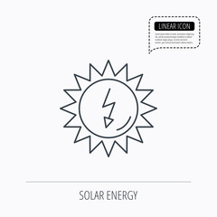 Solar energy icon. Ecological resources sign.