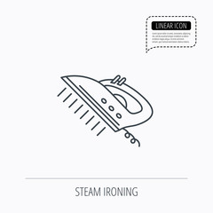 Steam ironing icon. Iron housework tool sign.