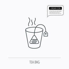 Tea bag icon. Natural hot drink sign.