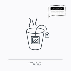 Tea bag icon. Natural hot drink sign.