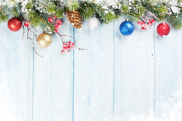 Christmas background with fir tree and decor