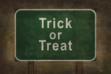 Scary Trick or Treat roadside sign