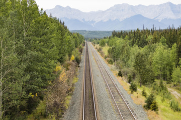 Railway line going through the Rockies