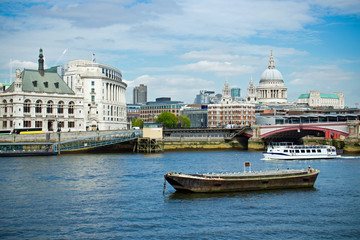 Fototapeta na wymiar Water taxi transportation on River Thames in London, England