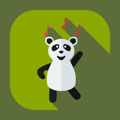 Flat modern design with shadow icons panda dances