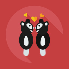 Flat modern design with shadow icons panda love