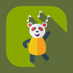Flat modern design with shadow icons panda dances