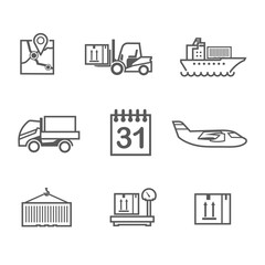 Logistics line icons set