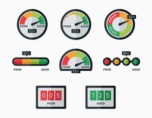 Credit score indicators and gauges vector set