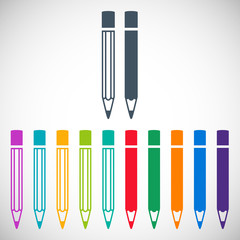 set pencils icons in the style flat design isolated on gray background. stock vector illustration eps10