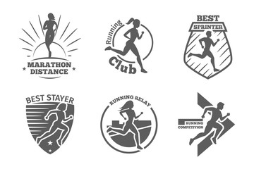 Vintage running club vector labels and emblems