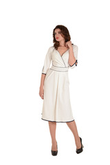 the young adult woman stand and dreams