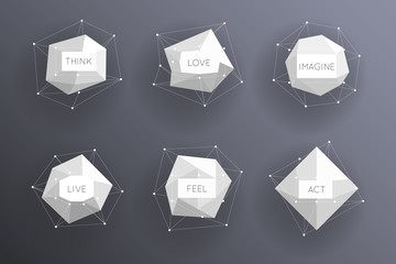 Abstract low polygonal modern labels