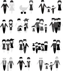Concept flat icons set of family, health, career and vacation infographic design elements vector illustration