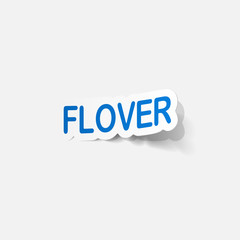 Realistic paper sticker: flowers