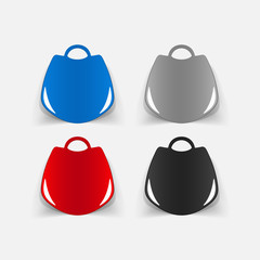 Realistic paper sticker: handbag