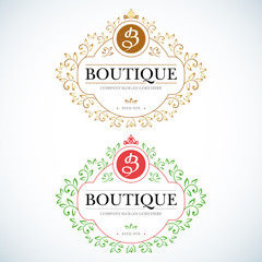 Boutique Luxury Vintage, Crests logo. Business sign, identity for Restaurant, Royalty, Boutique, Hotel, Heraldic, Jewelery, Fashion ,Real estate,Resort. Vector illustration.